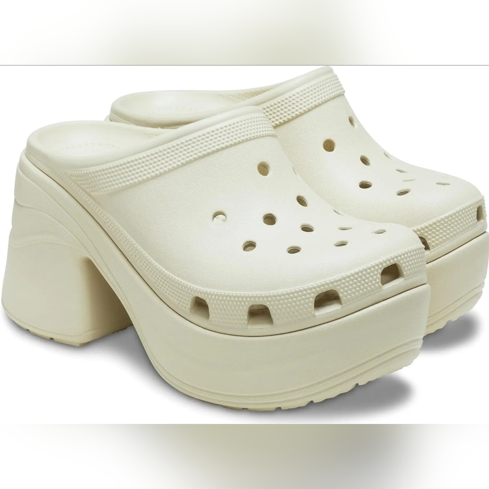 CROCS ‎ Unisex Siren Clog Off-White Platform Mules Size Women's-11  Men's-9
